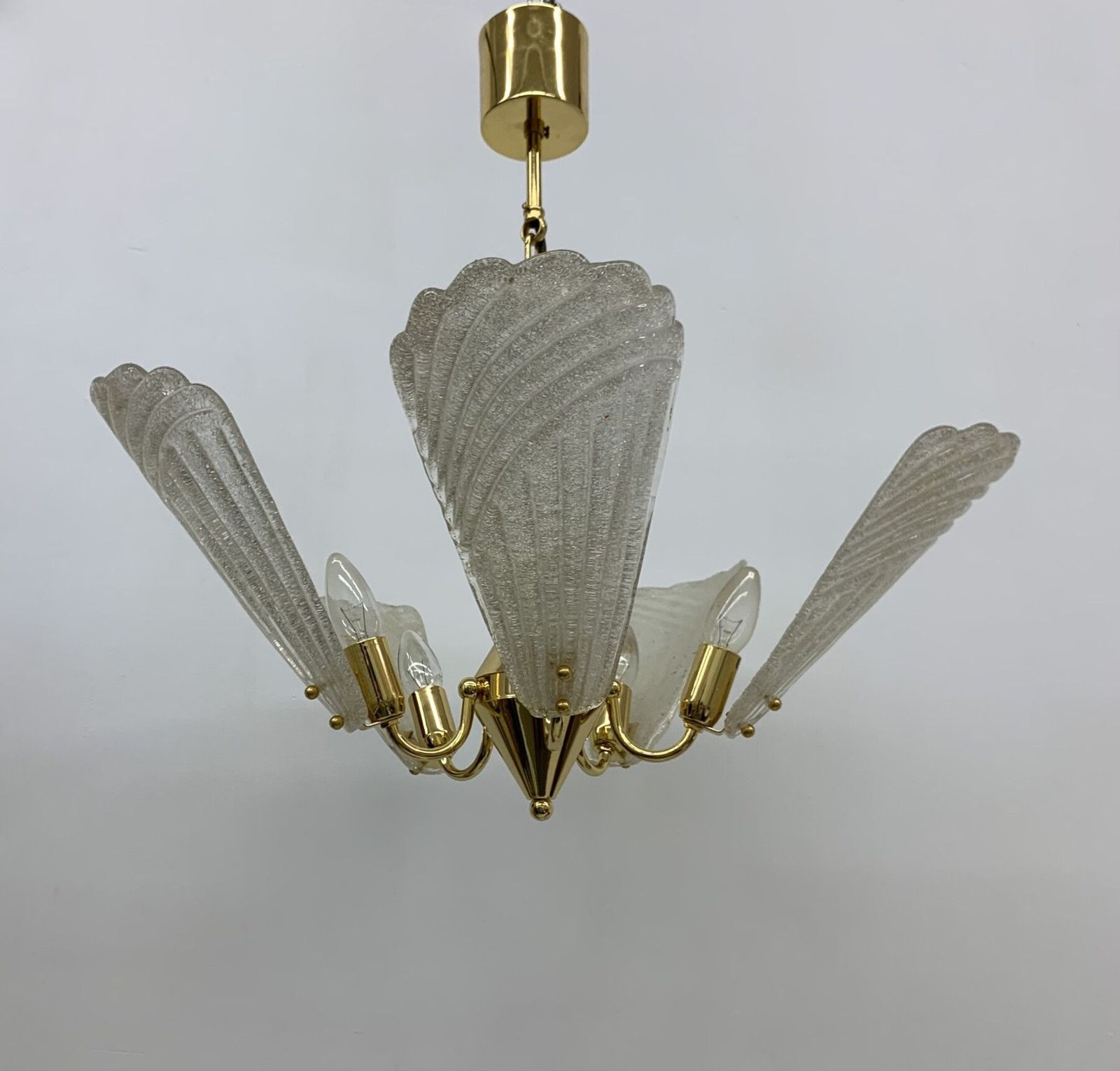 479.88 Italian Murano Glass Chandelier Hollywood Regency Design , 1970’s photo