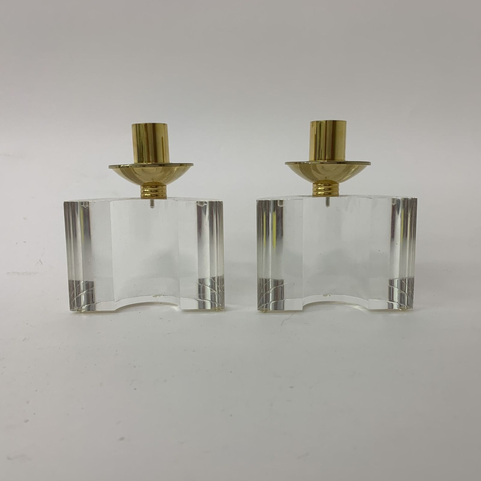 Set Van 2 Lucite Kandelaars, Ca. Jaren 1970