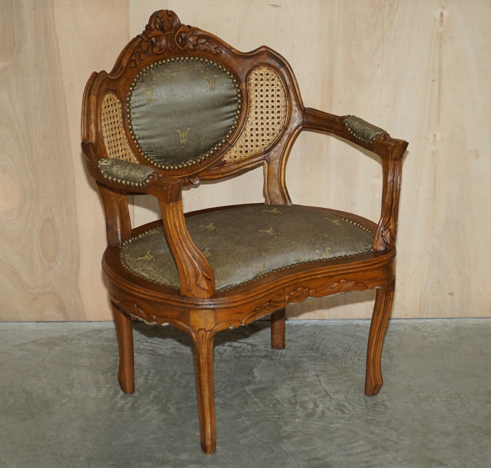 Antique Pair Of Napoleon III Circa 1890 Bergere Armchairs & Matching Table photo furniture