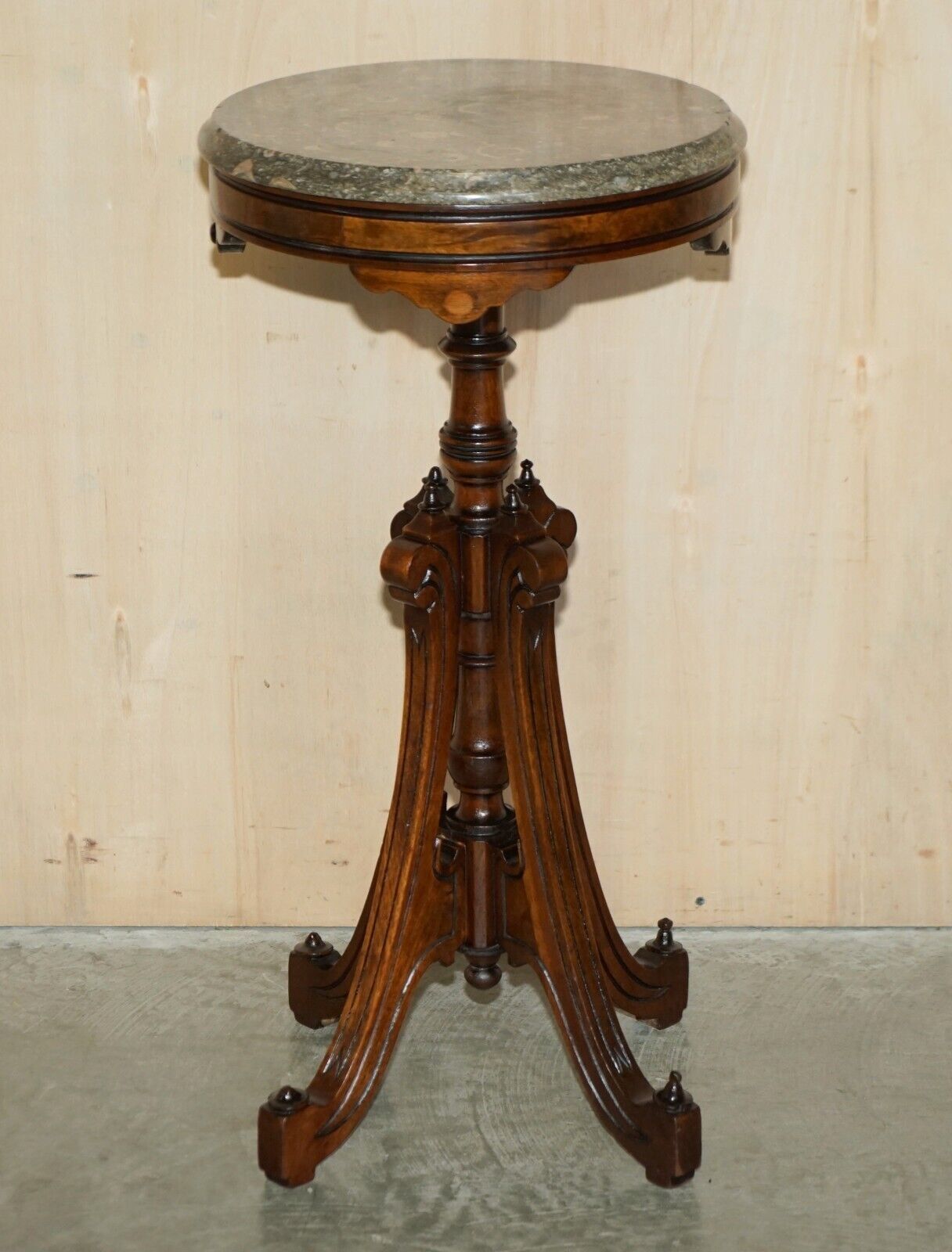 Editors Choice Most Popular Fossil Marble Top Antique Side End Lamp Wine Table photo for sale