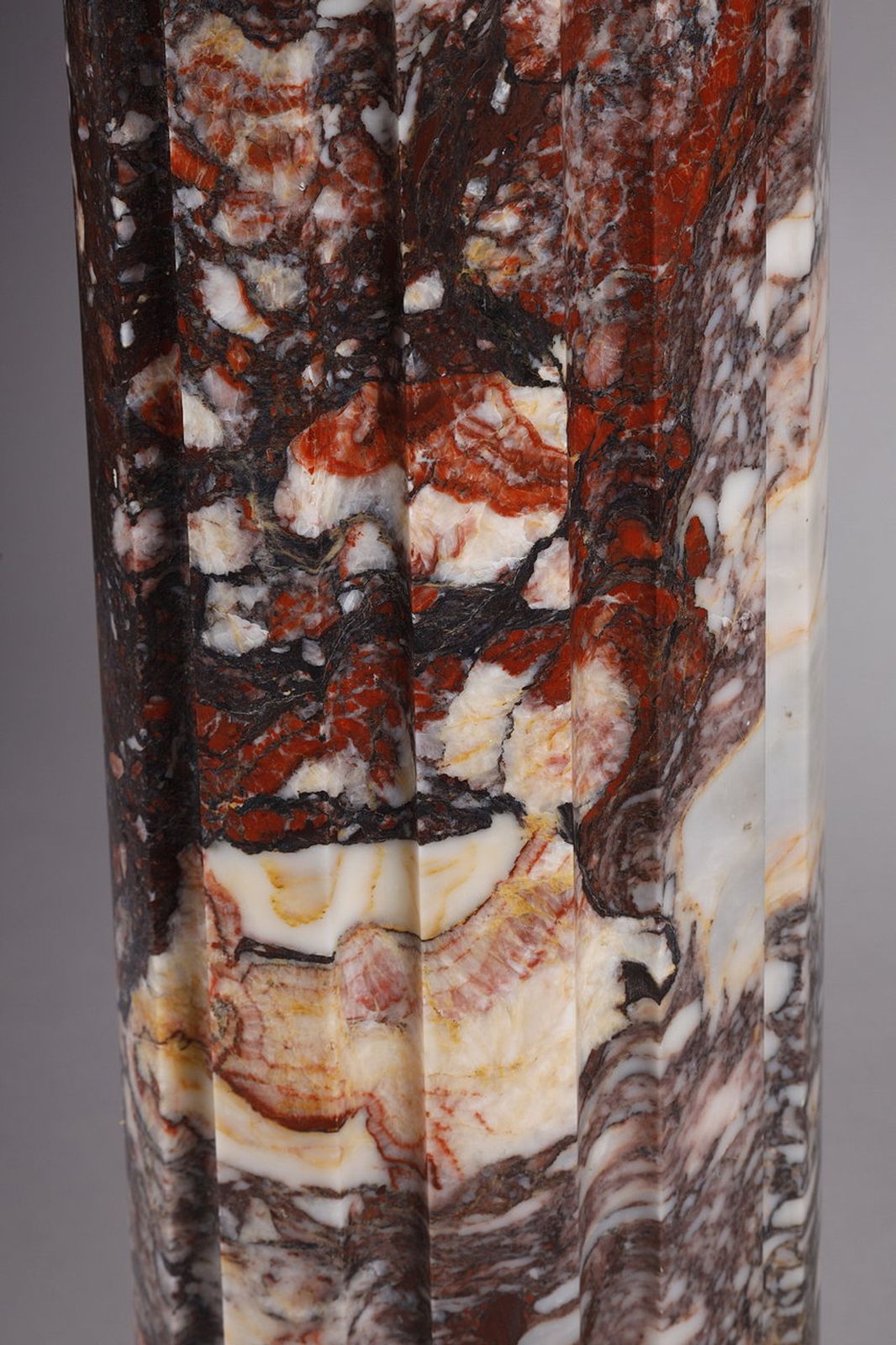 photo furniture Arlequin Breche" Marble Column With Fluted Shaft, 19th Century