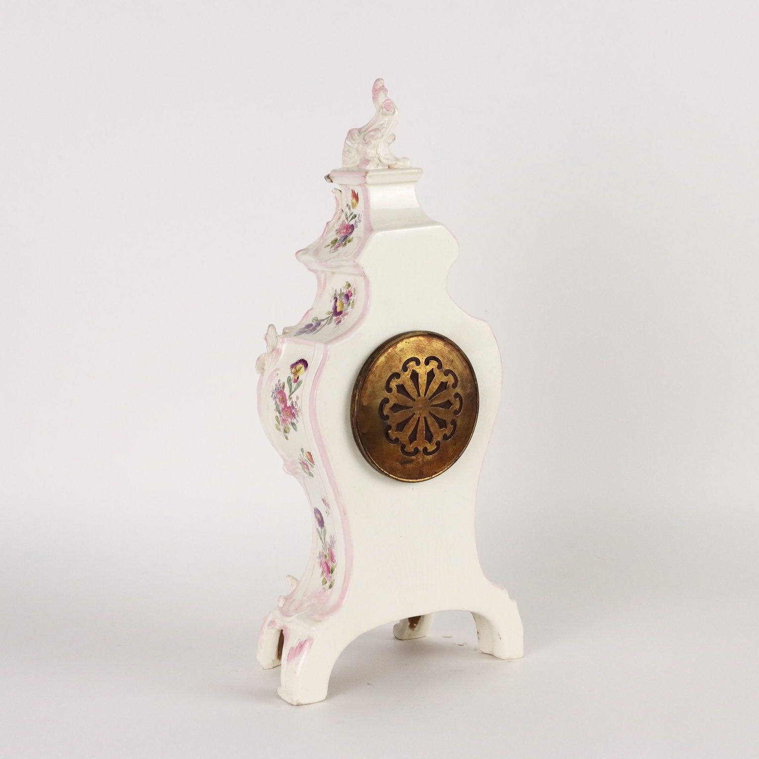 Countertop Clock Baroque Style Porcelain France XIX Century photo vintage