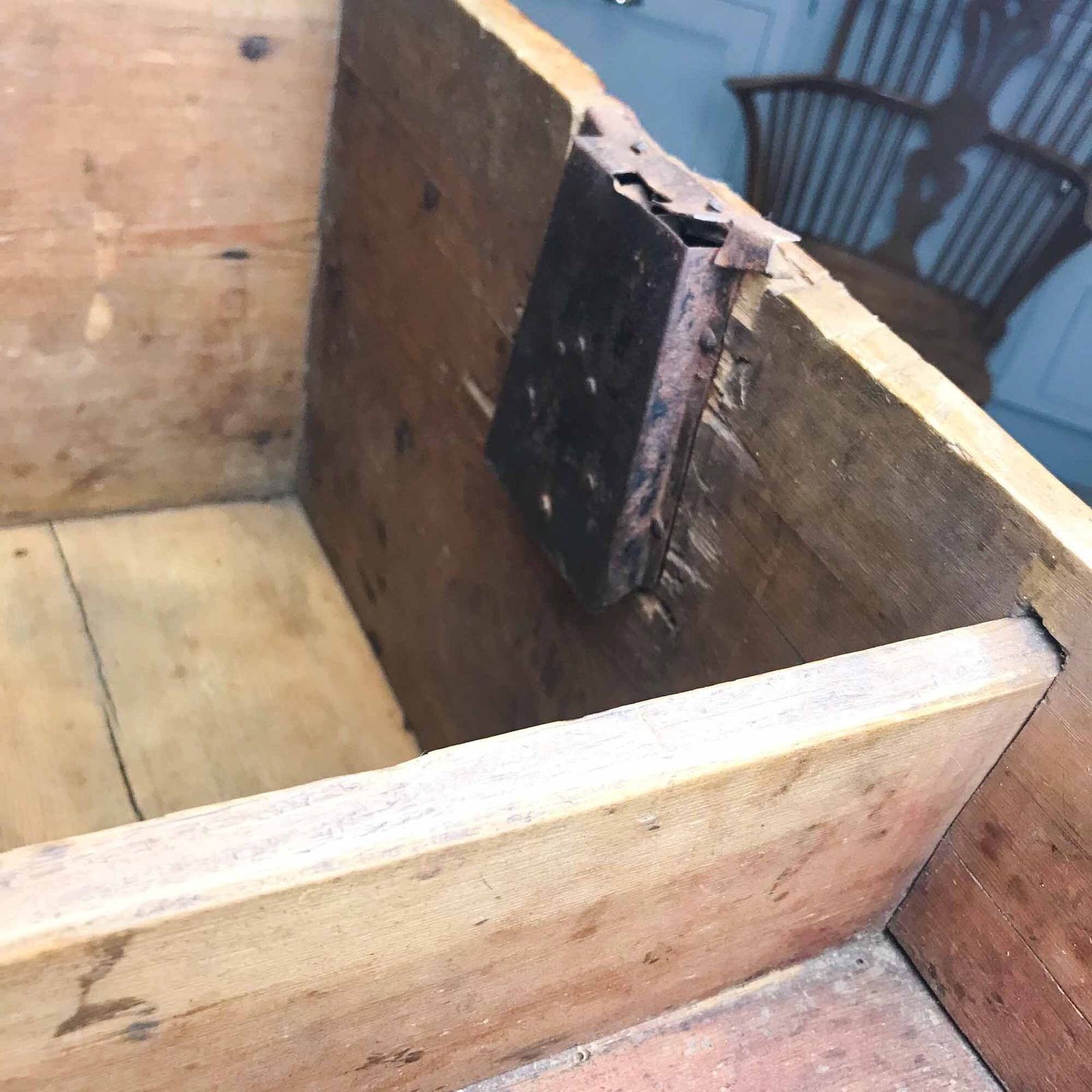 photo furniture Antique Scandinavian Painted Pine Box, Dated 1837