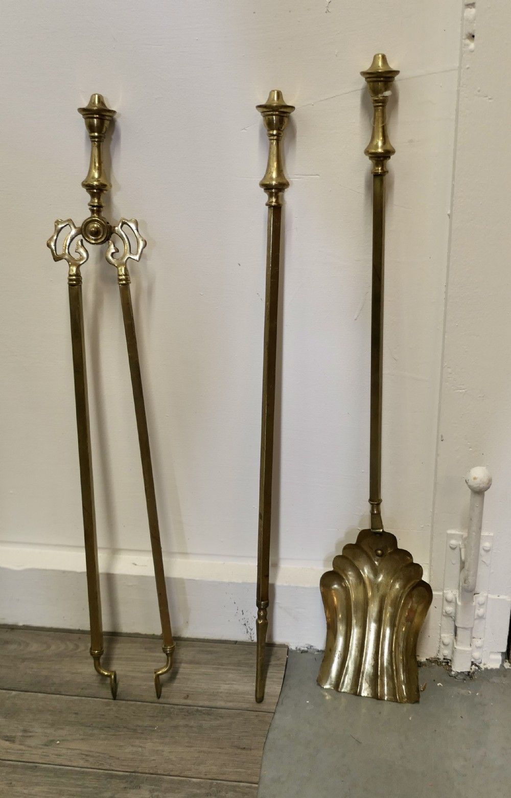 Set Of Arts And Crafts Brass Fireside Tools
