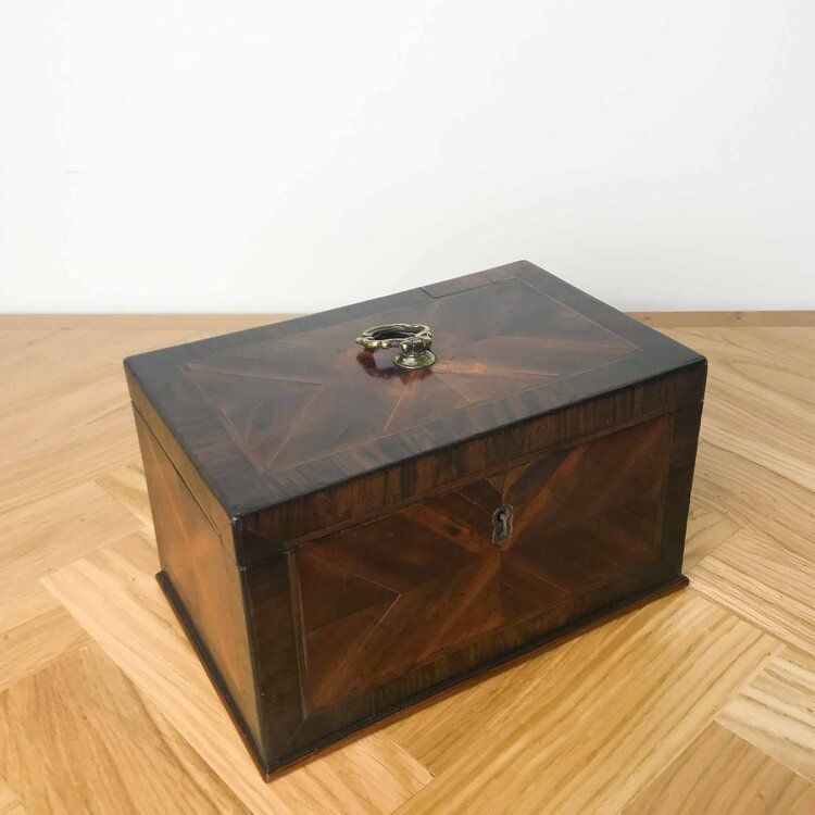 Antique Tea Caddy In Mahogany And Amboyna Veneer, C1800 photo buy