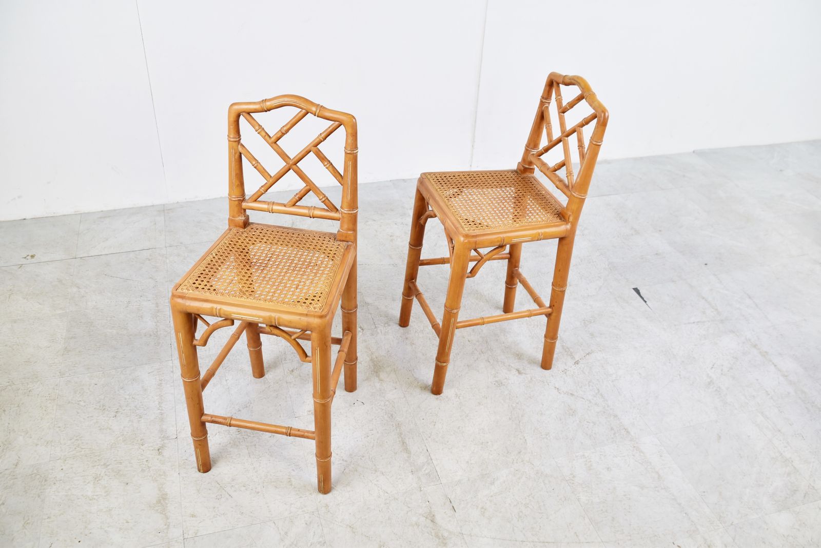 Pair Of Faux Bamboo Children Chairs, 1960s photo buy