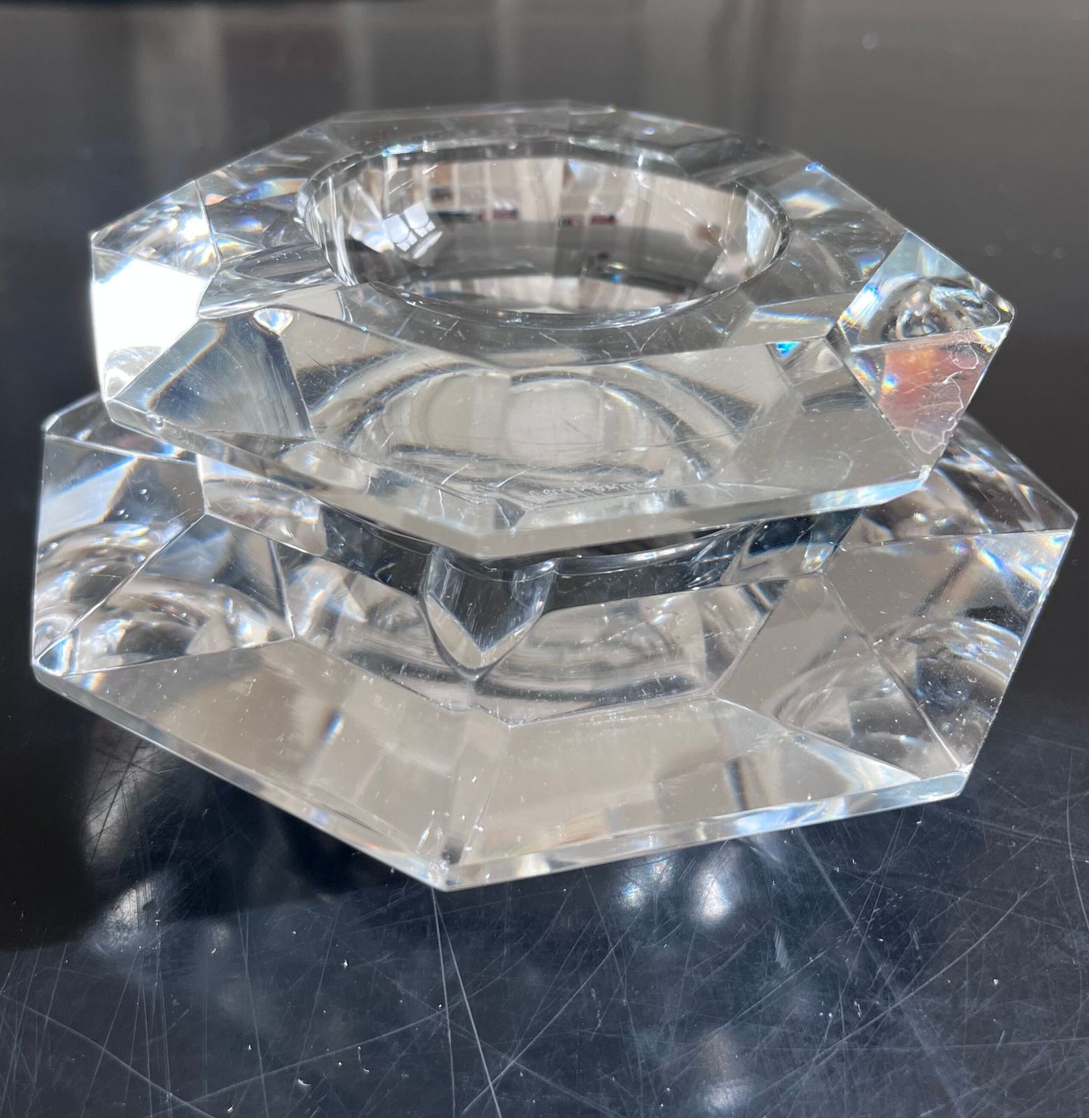 Two Crystal Diamond Ashtrays, 1970s photo 168.64
