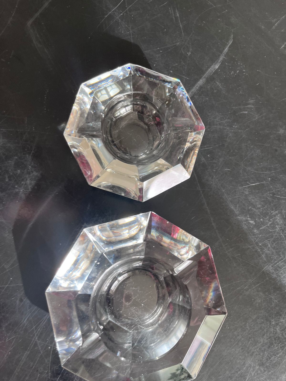 Two Crystal Diamond Ashtrays, 1970s photo vinterior