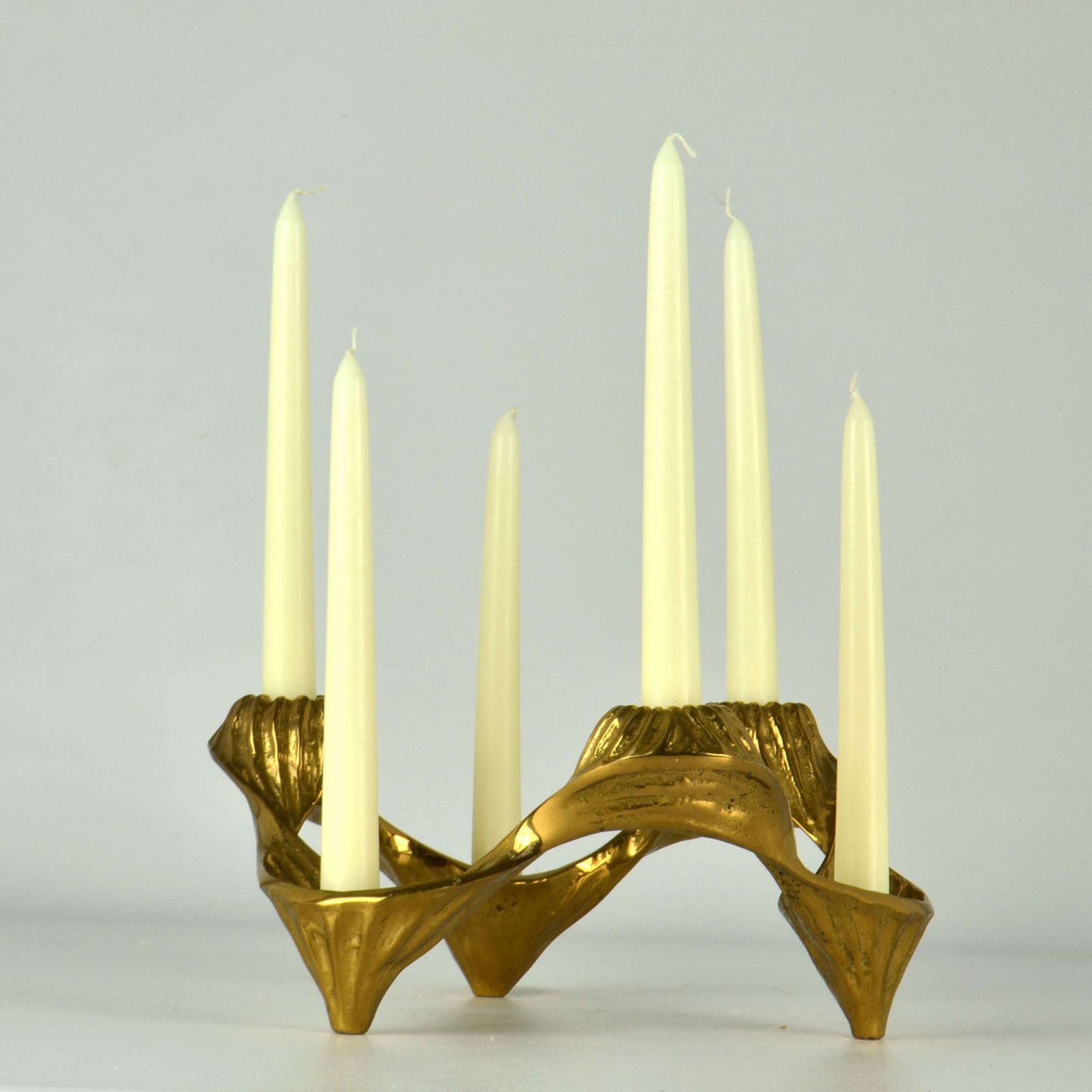 Large Organic Bronze Candelabra For Six Candles photo for sale