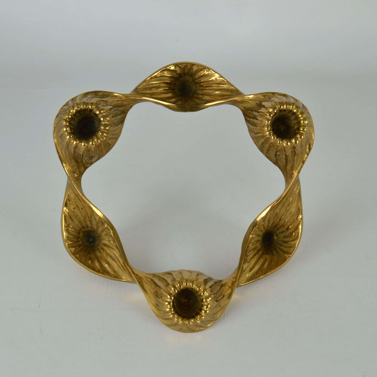 Large Organic Bronze Candelabra For Six Candles photo vinterior