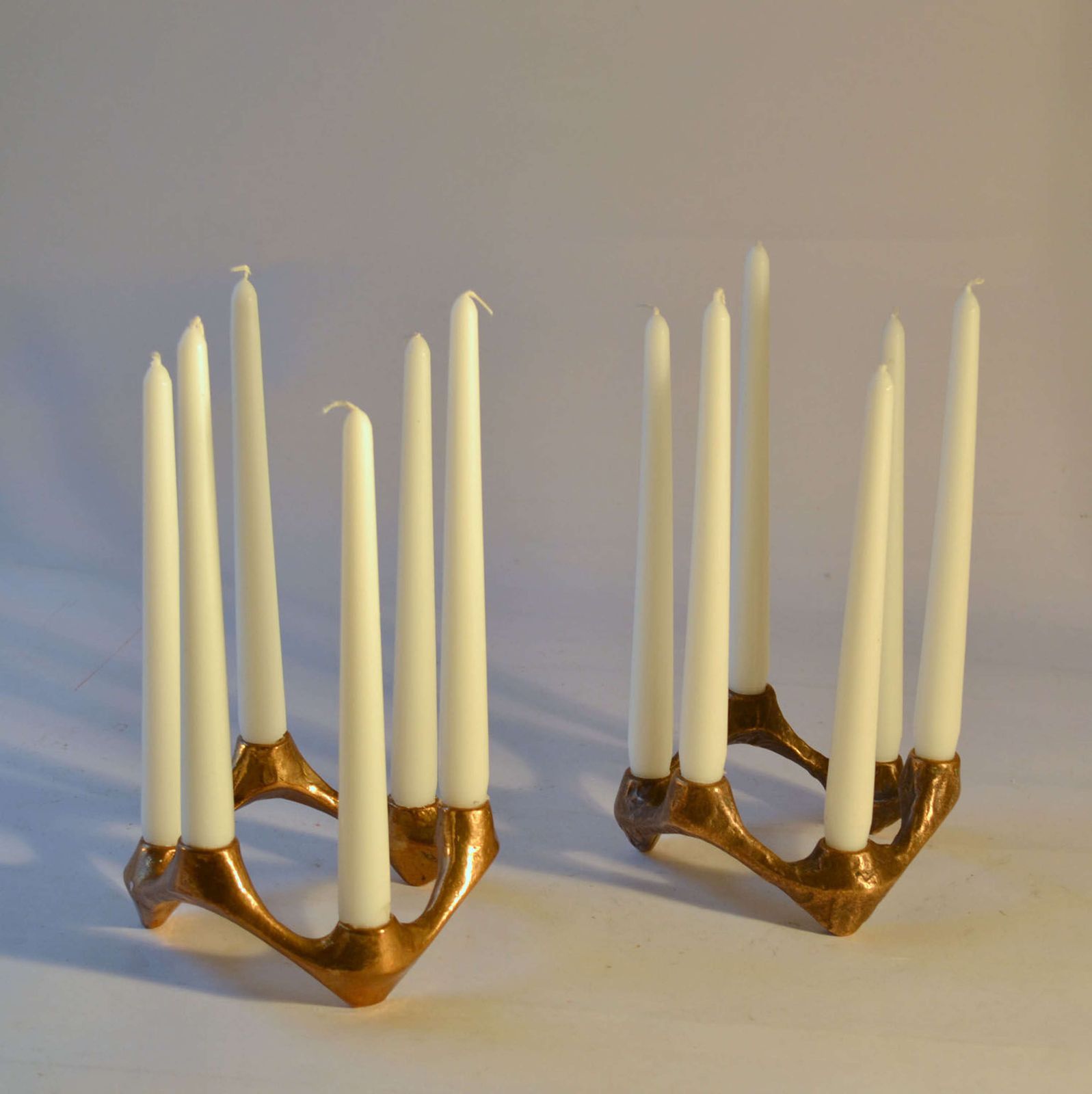 Pair Of Organic Bronze Candelabra For Six Candles photo furniture