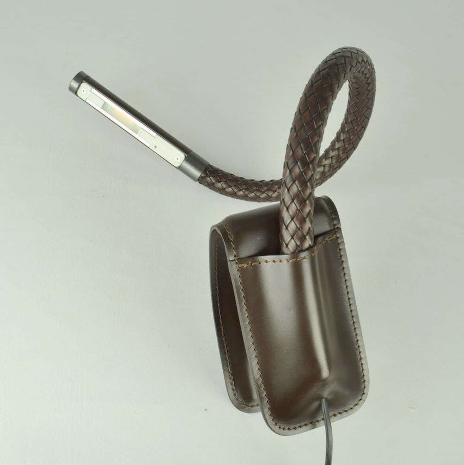 photo furniture Pair Poltrona Frau Chocolate Brown Leather Clip Lamps