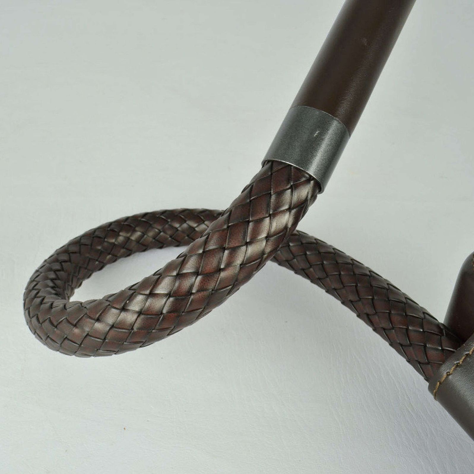 photo vinterior Pair Poltrona Frau Chocolate Brown Leather Clip Lamps