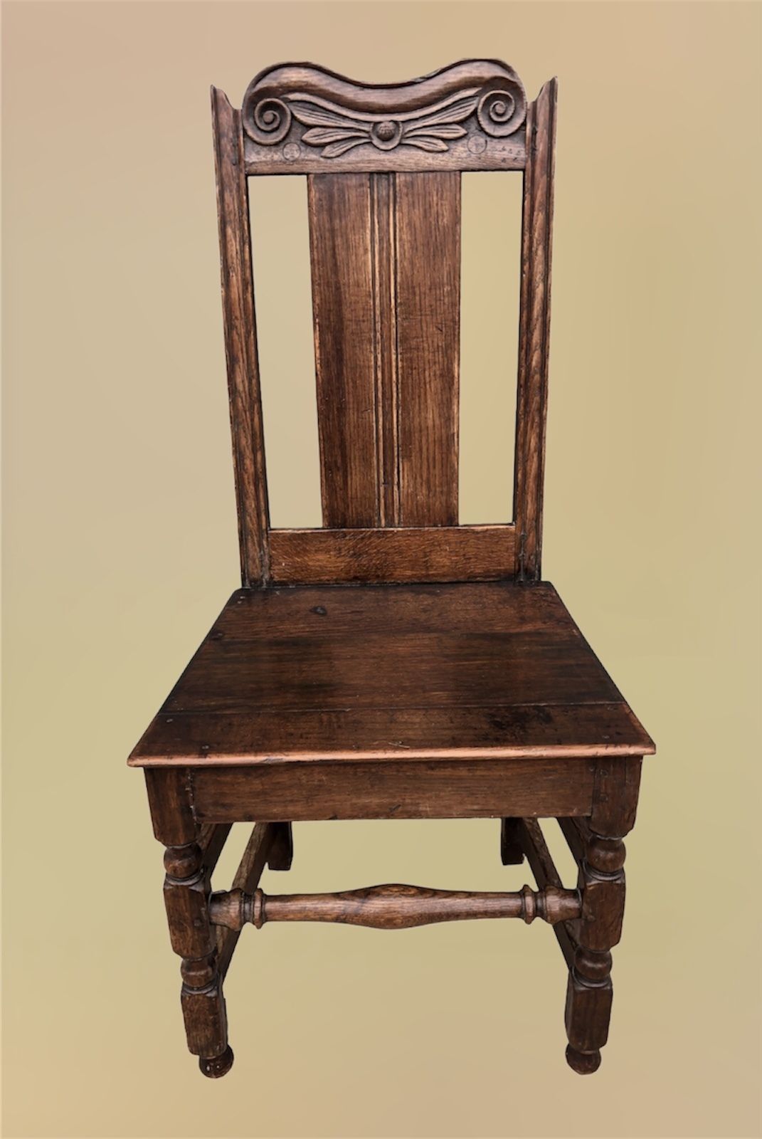 Handsome Antique Carved Oak Hall Chair