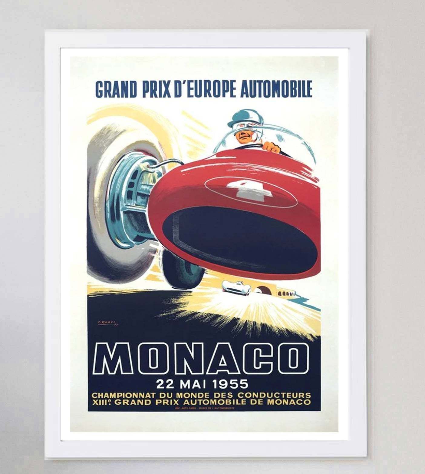 1955 Monaco Grand Prix Original Vintage Poster photo for sale