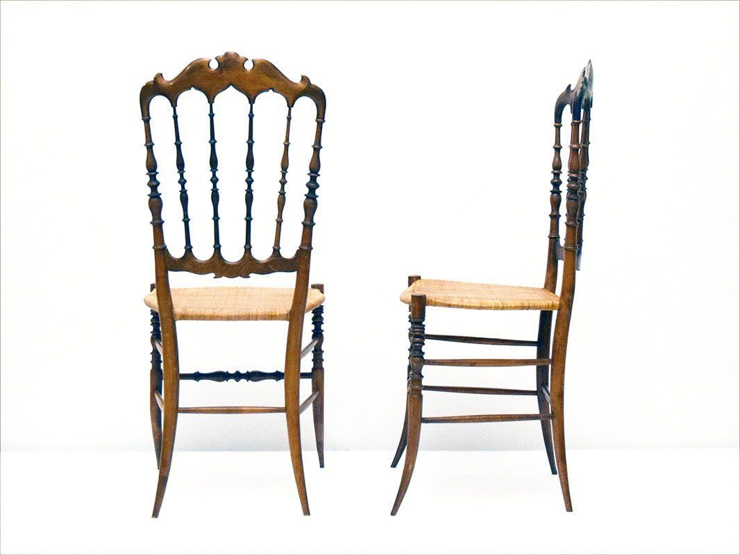 Chiavarina Chairs In Cherry Wood With Straw Seat, 1920s, Set Of 4 photo Furniture