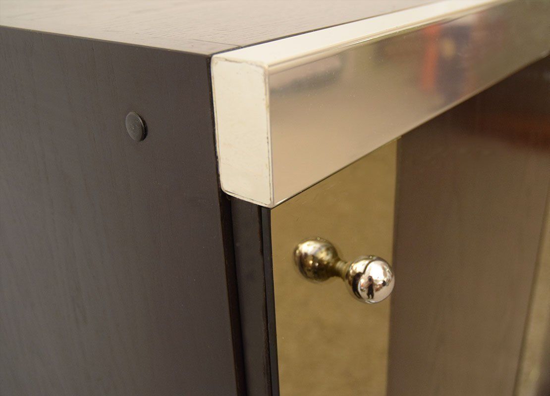 2141.0 Modular Sideboard In Wengé Wood, Steel And Mirror From Sormani, 1970s, Set Of 3 photo