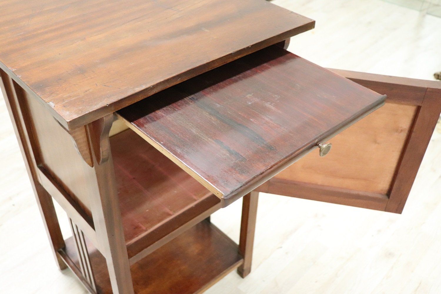 Early 20th Century Art Nouveau Inlaid Walnut Side Table photo for sale