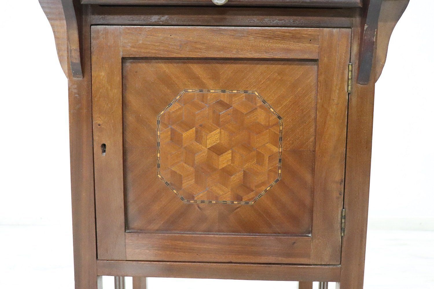 Early 20th Century Art Nouveau Inlaid Walnut Side Table photo vinterior