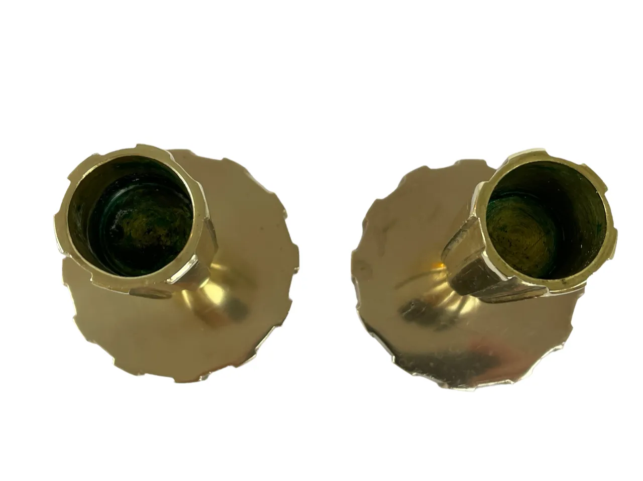 Pair Of Art Deco Brass Candle Holders From Vendor, Copenhagen. Circa 1940s. In The Style Of Tino's photo for sale