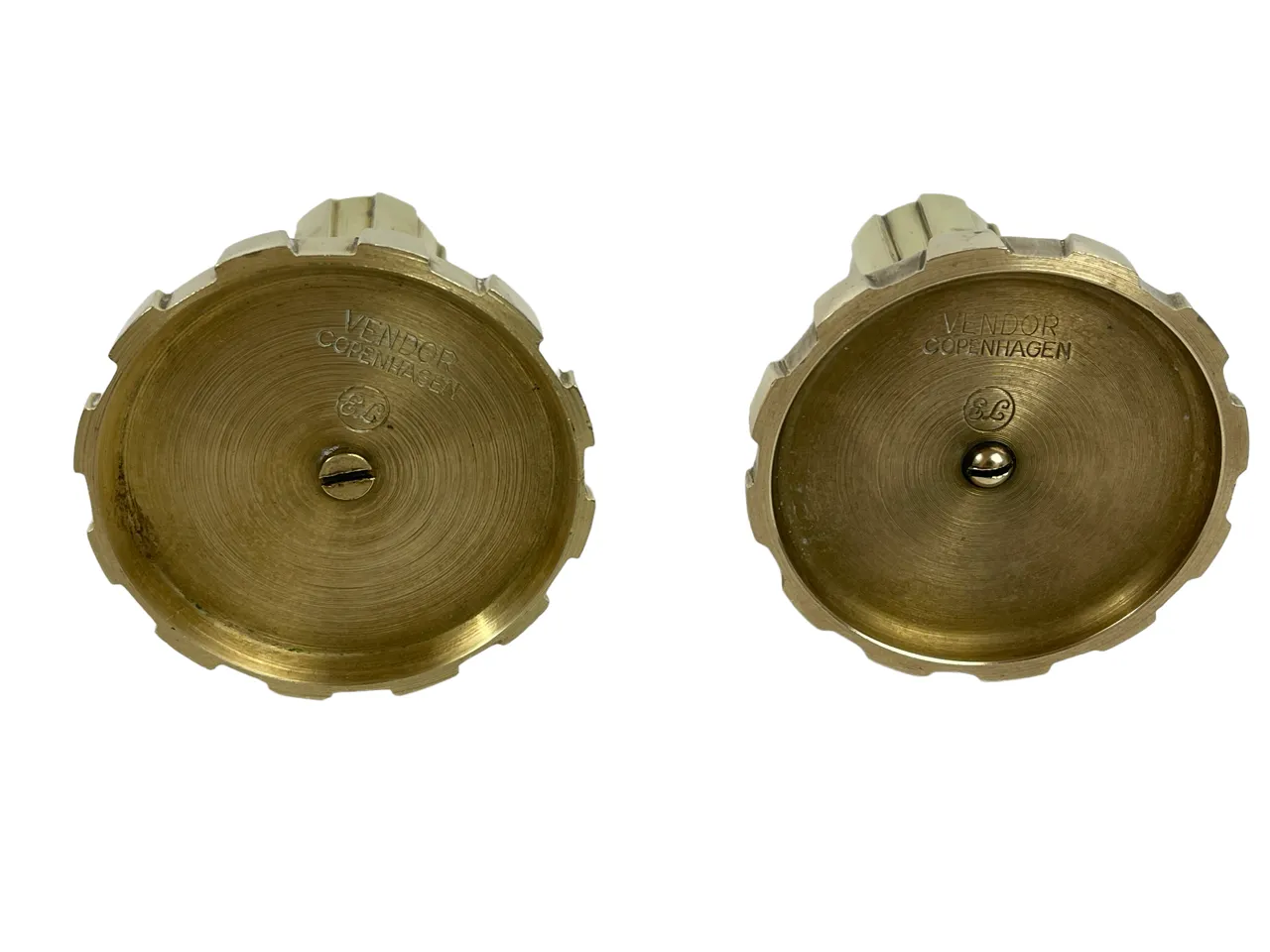Pair Of Art Deco Brass Candle Holders From Vendor, Copenhagen. Circa 1940s. In The Style Of Tino's photo vintage