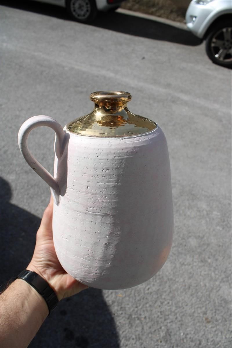 Italian Vase Ceramic Gold 24kt Bitossi Aldo Londi 1970 photo vintage