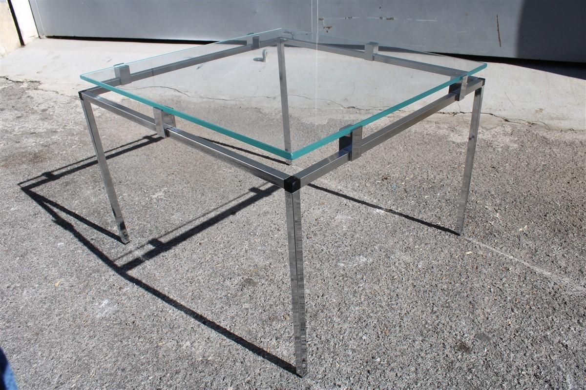 Coffee And Cocktail Tables Italian Design Minimal Steel Glass Top Square 1970 photo buy
