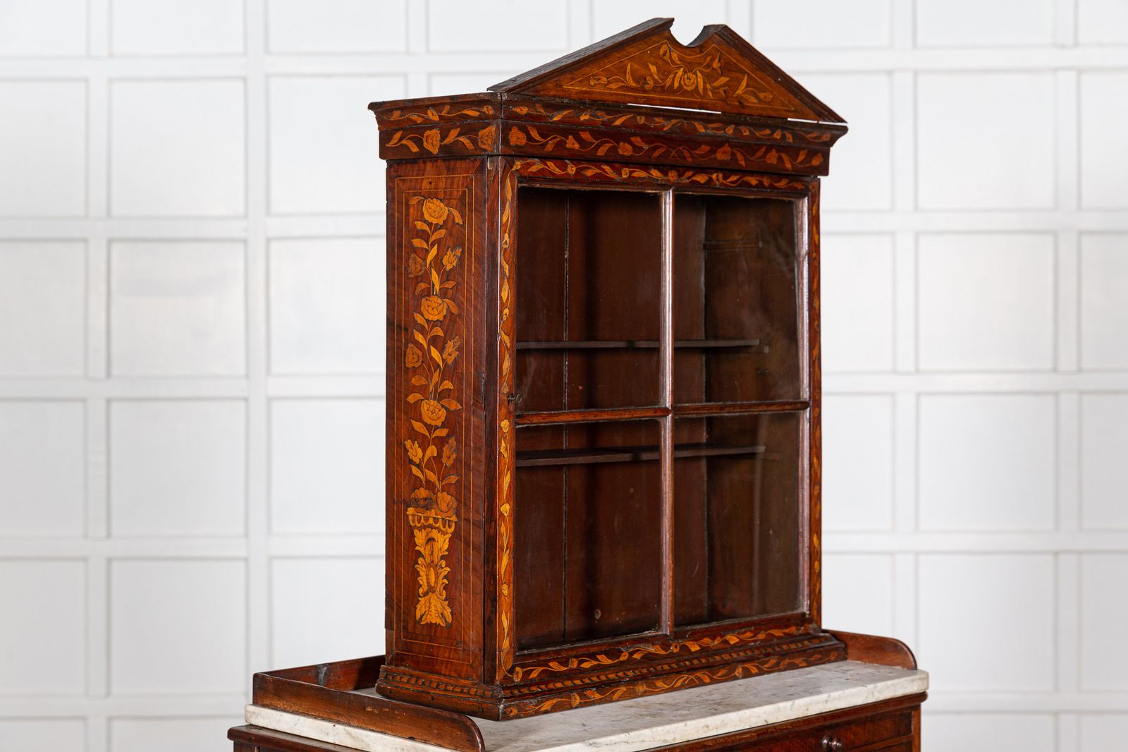 19th Century Dutch Mahogany Marquetry Inlaid Display Cabinet photo 2243.0