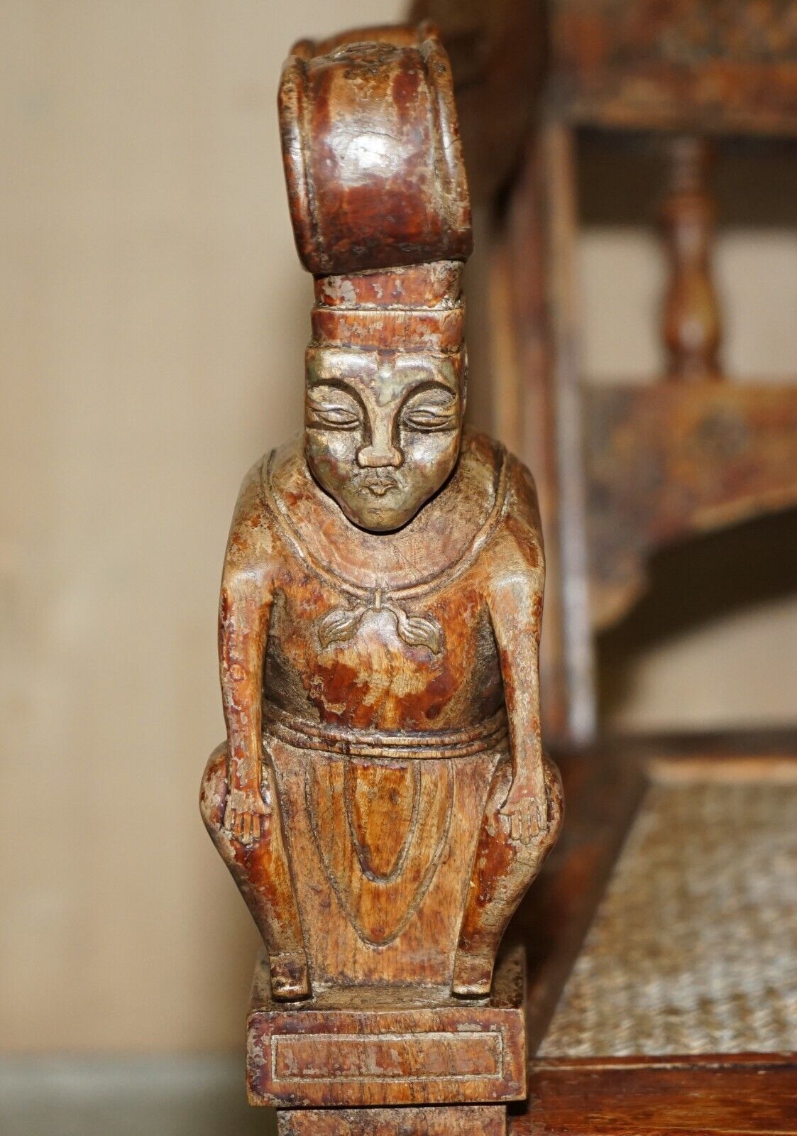 Hand Carved Antique Original Tibetan Rocking Armchair Must See Collectors Piece photo vinterior