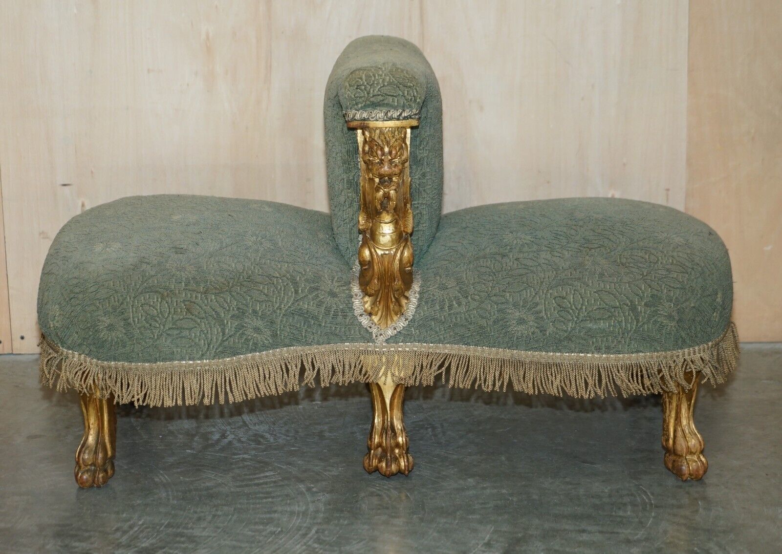Important 18th Century Circa 1740 Hand Carved Italian Giltwood Tete A Tete Sofa photo furniture