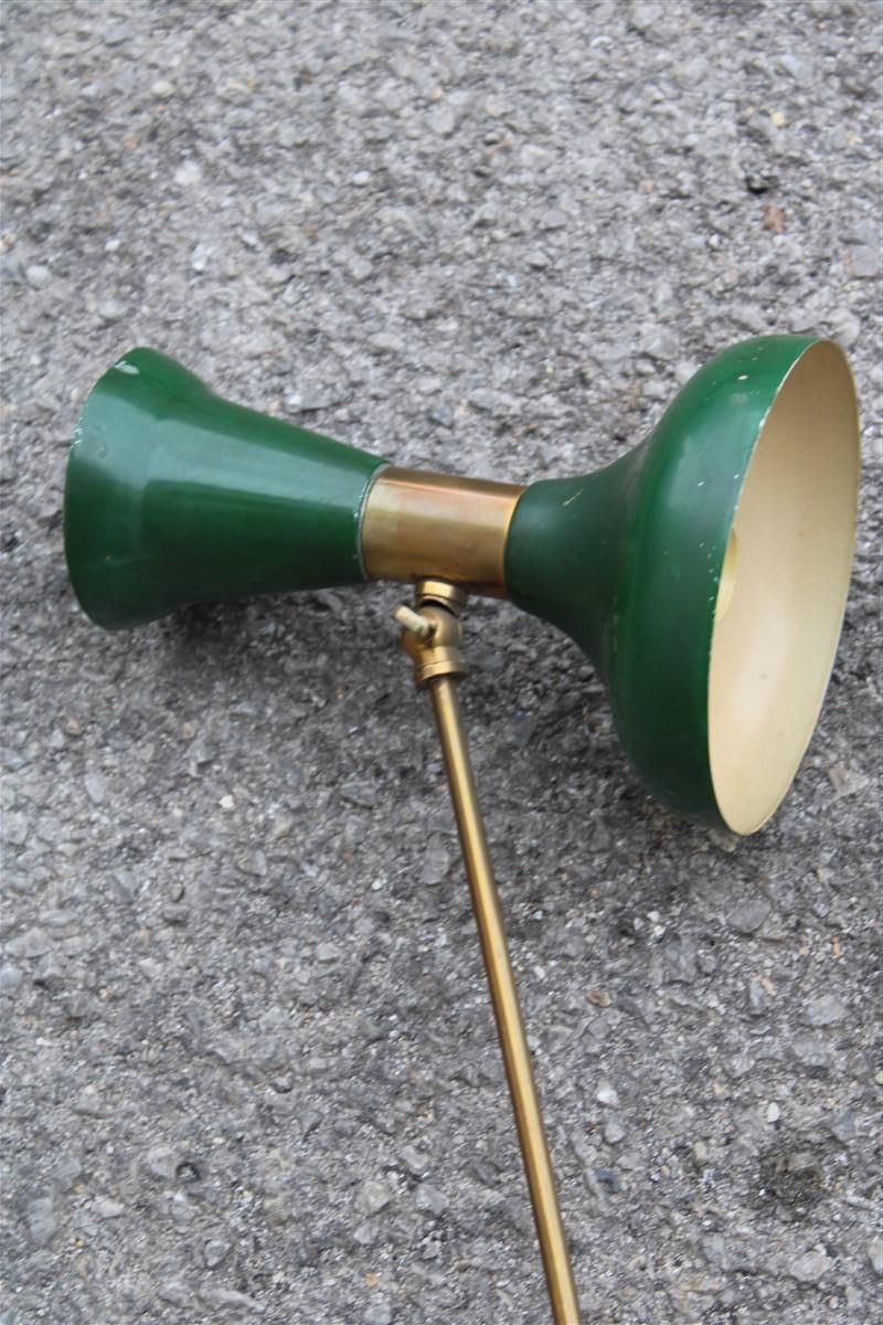 Pair Of Articulated Wall Lamps In Mid Century Italian Green Brass Gold Stilnovo photo Lighting