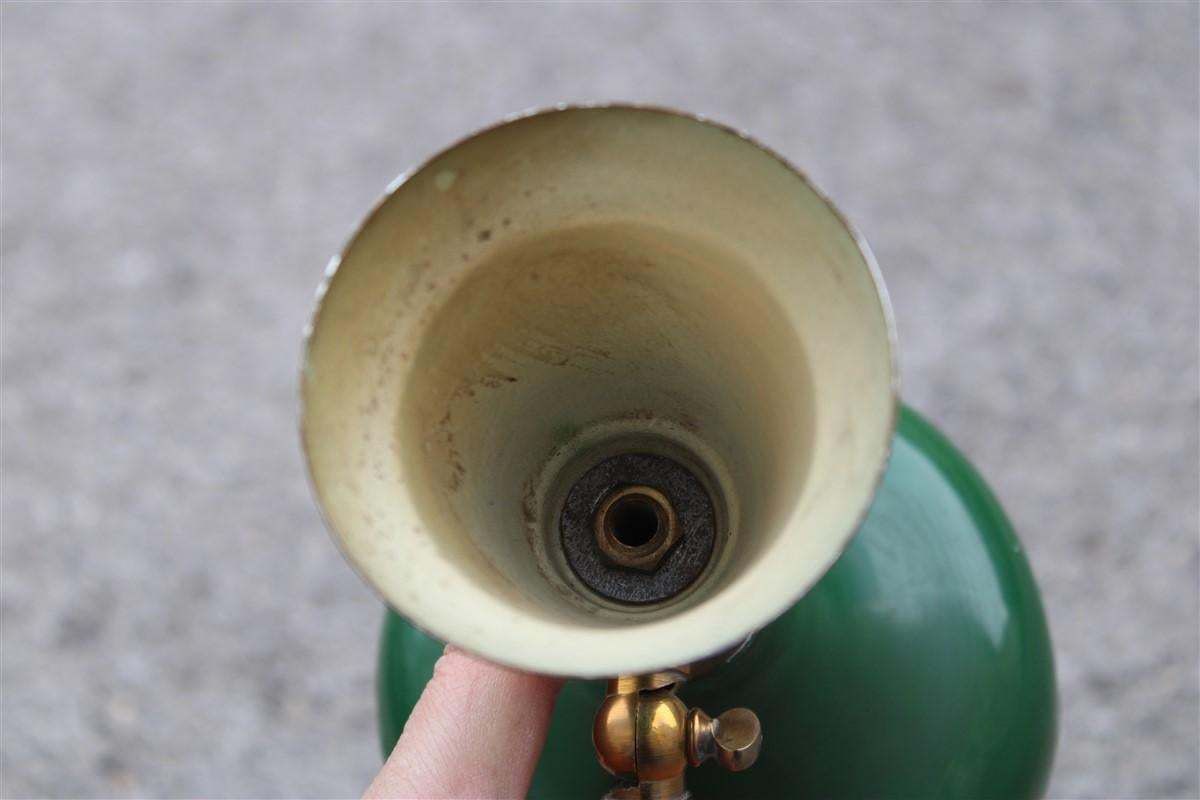 Lighting Pair Of Articulated Wall Lamps In Mid Century Italian Green Brass Gold Stilnovo photo