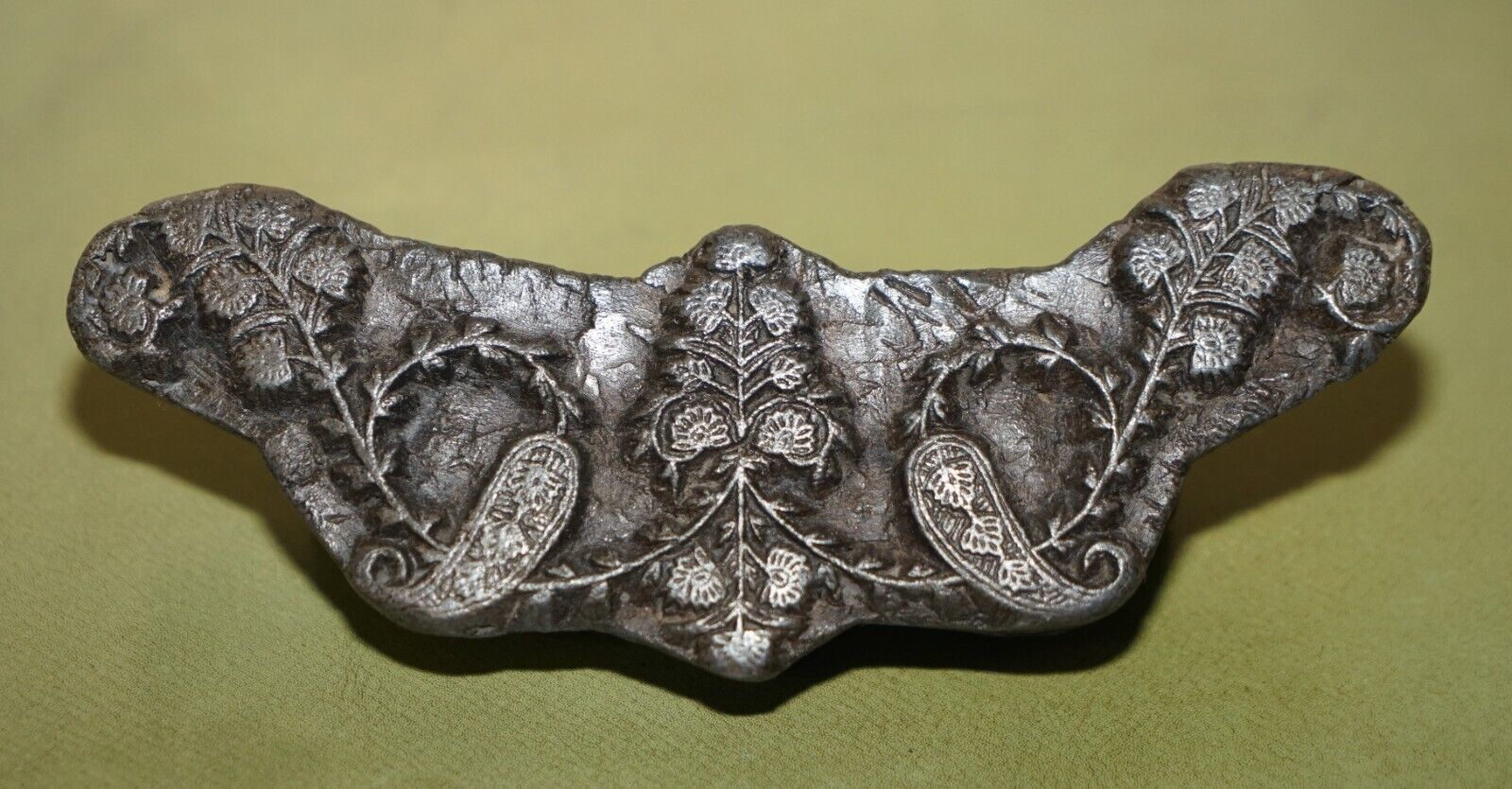 Very Rare Antique Hand Carved Butterfly Boarder Printing Block For Wallpaper