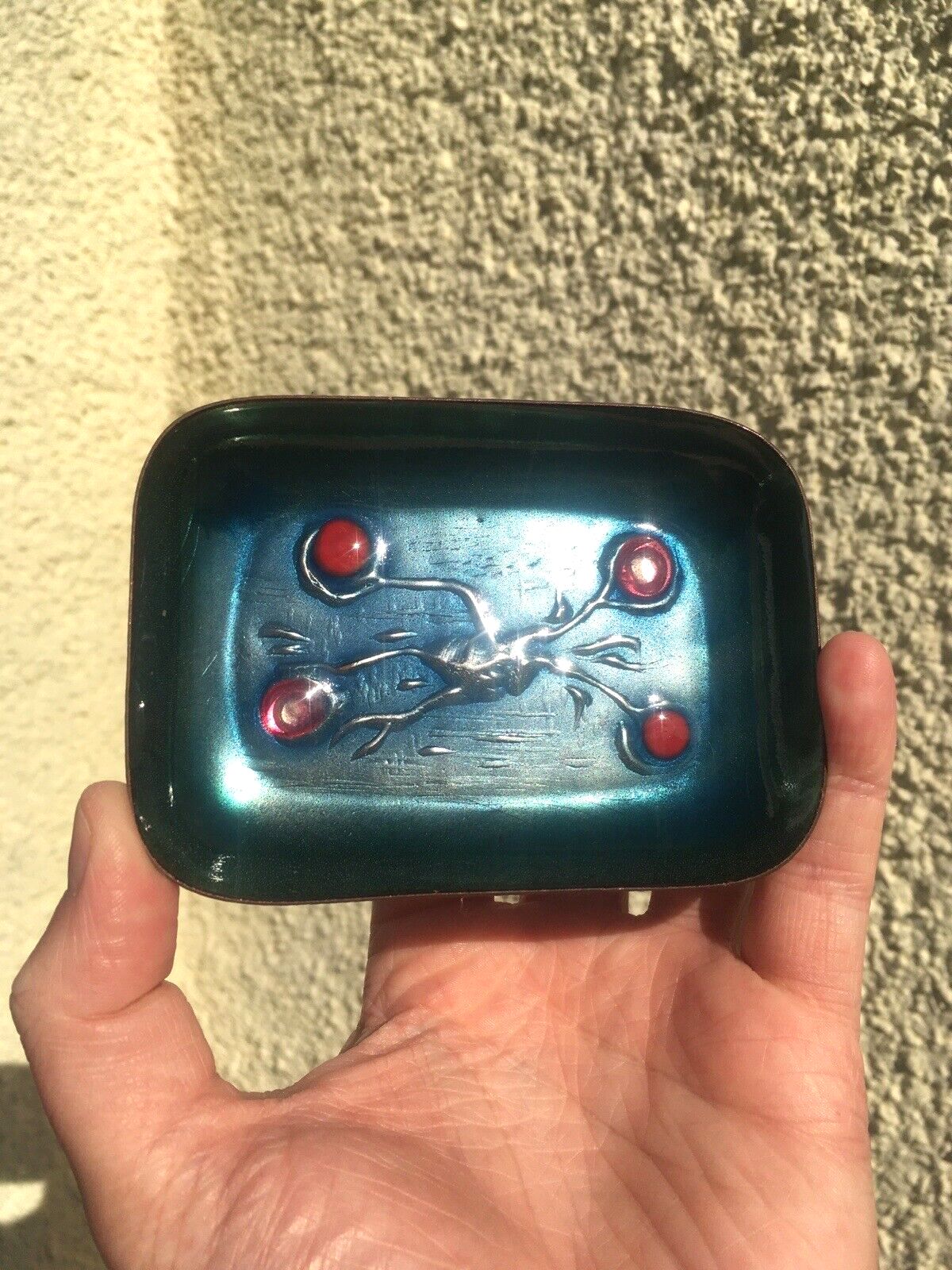 60's Modernist Laurana Rame D'arte Italy Franco Bastianelli Enamel Pin Dish 70's photo for sale