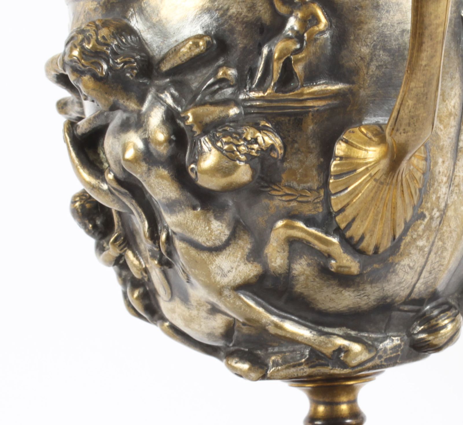 Antique Pair French Grand Tour Silvered Bronze Pedestal Urns C1860 19th C photo buy