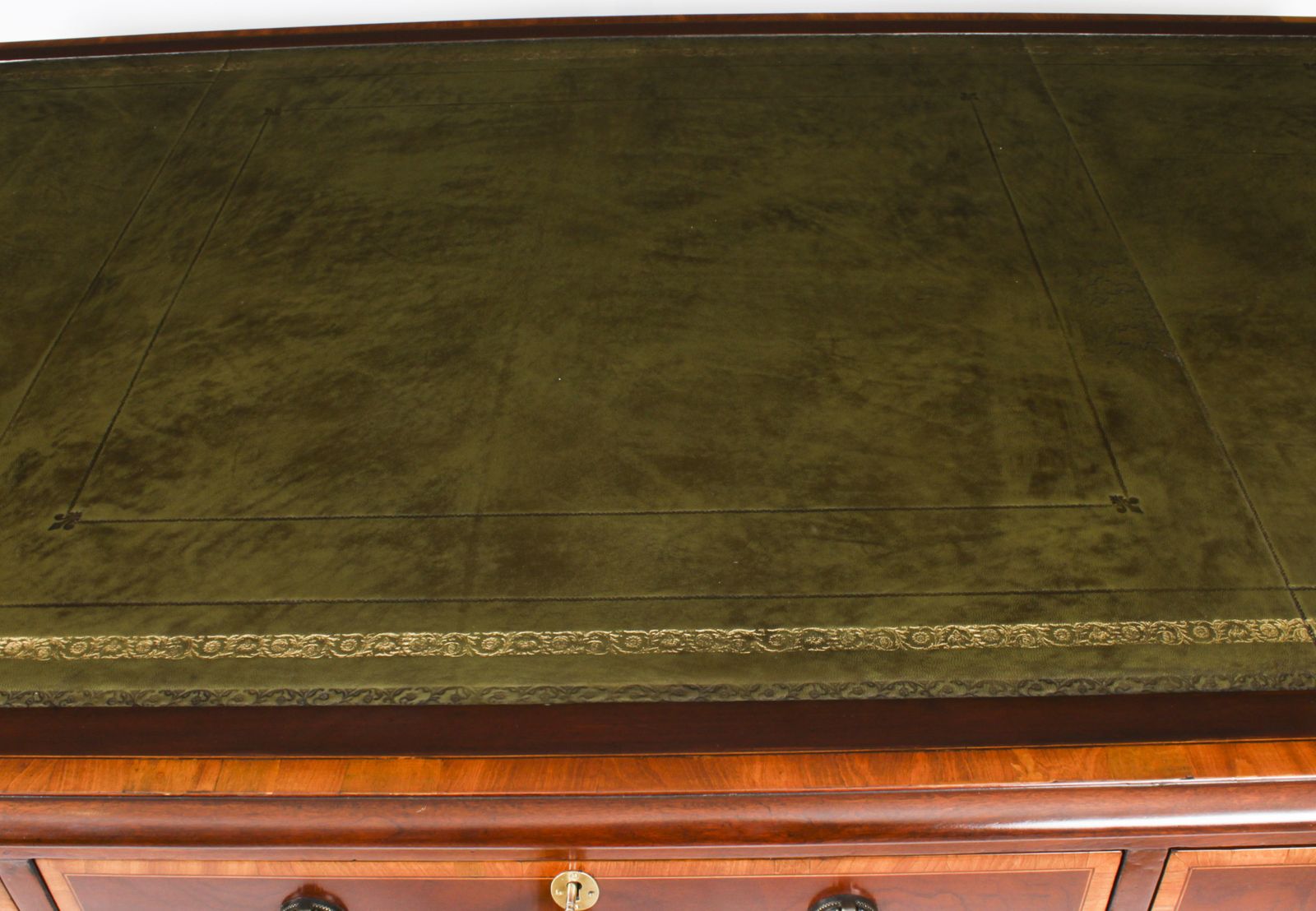 Victorian Flame Mahogany Partners Pedestal Desk C.1860  19th C photo Furniture