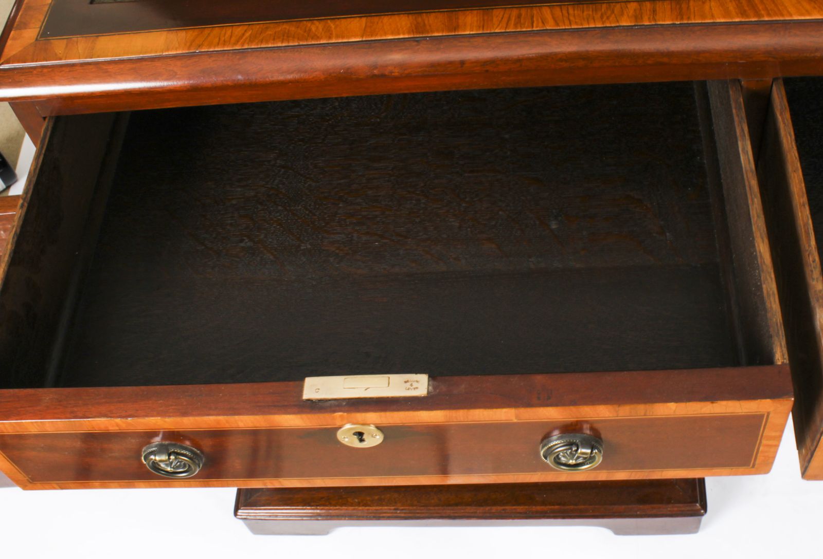 Victorian Flame Mahogany Partners Pedestal Desk C.1860  19th C photo 7950.0