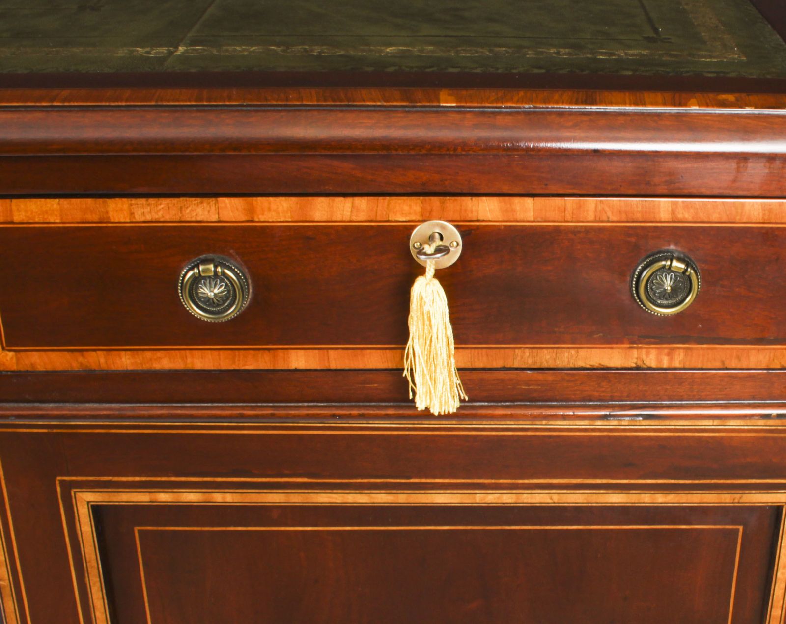 Victorian Flame Mahogany Partners Pedestal Desk C.1860  19th C photo vintage