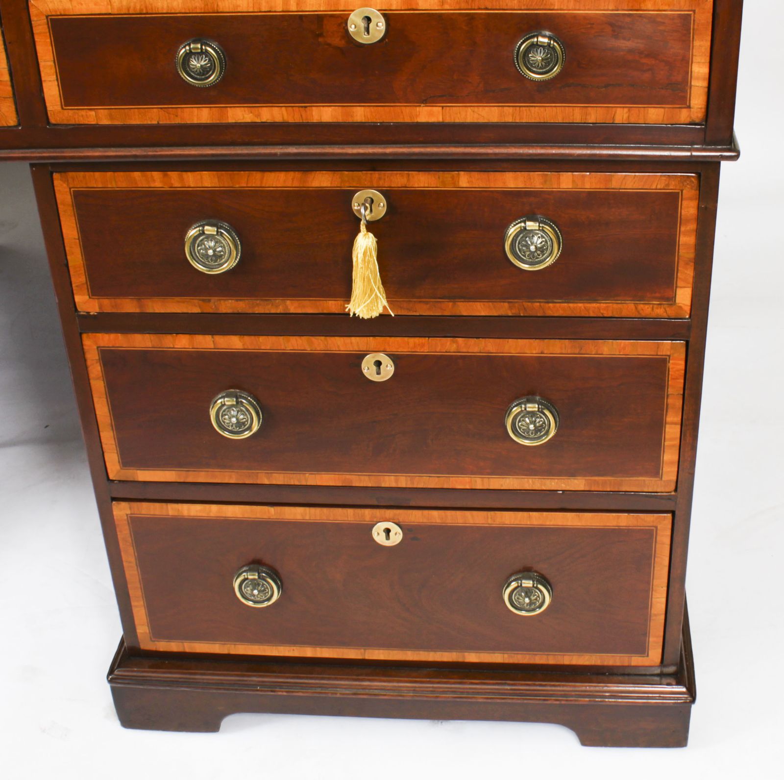 Furniture Victorian Flame Mahogany Partners Pedestal Desk C.1860  19th C photo