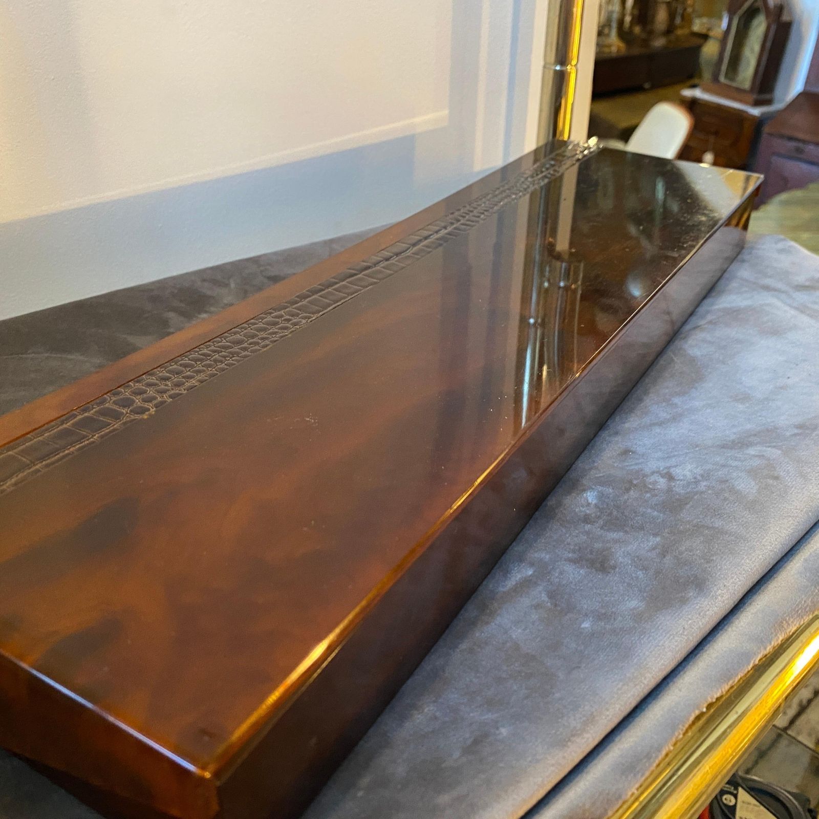 photo furniture 1970s Mid Century Modern Lucite Fake Tortoise Italian Jewelry Box