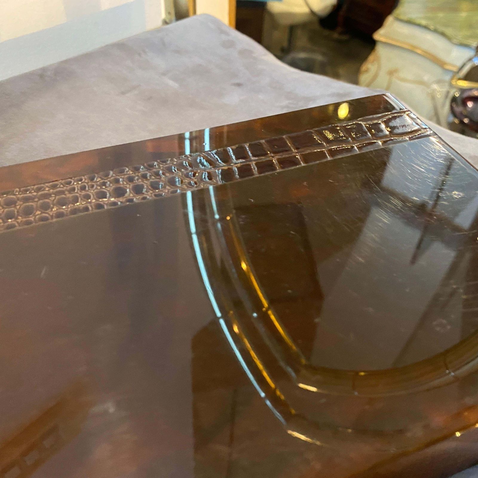 photo for sale 1970s Mid Century Modern Lucite Fake Tortoise Italian Jewelry Box