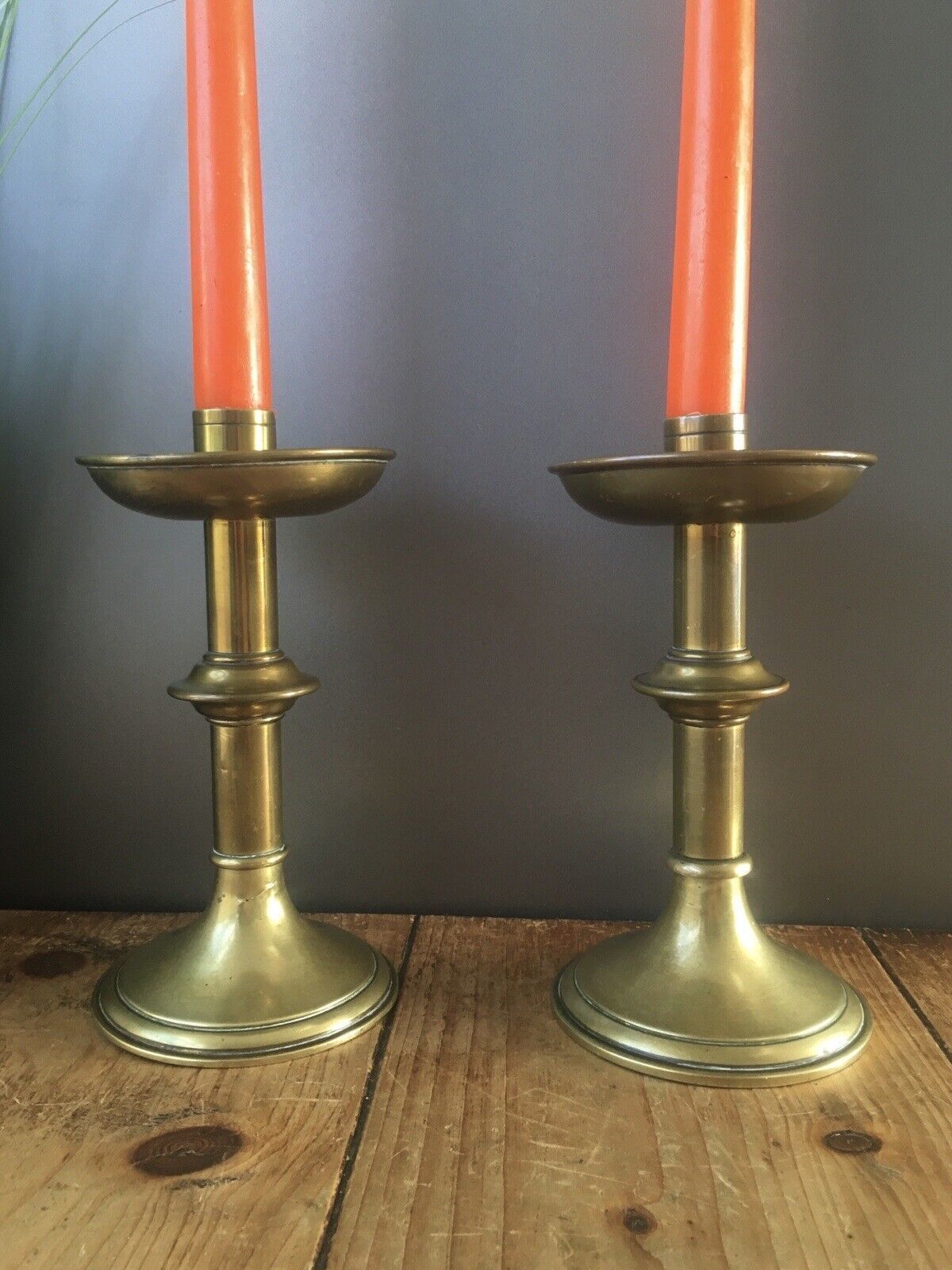 Pair Of English Antique Gothic Brass Altar Candlesticks Candle Holders Pugin photo Home Decor
