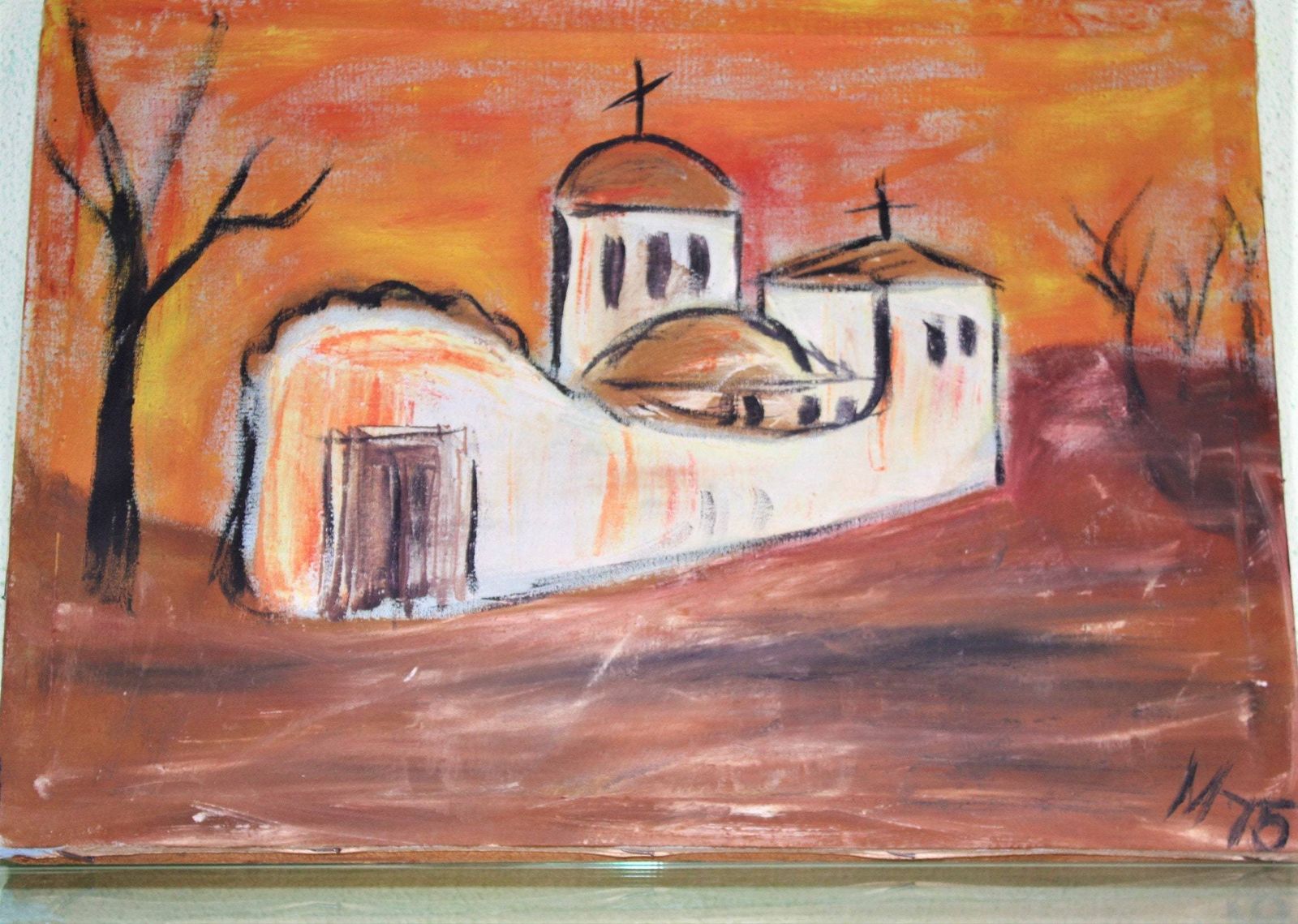 Landscape Oil Painting Original Contemporary Art, Canvas Wall Autumn Painting, Weddings, Anniversary Gift photo furniture