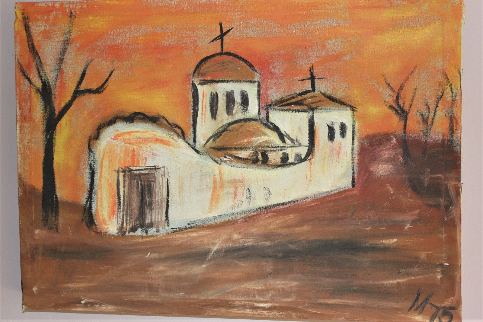 Landscape Oil Painting Original Contemporary Art, Canvas Wall Autumn Painting, Weddings, Anniversary Gift photo Art