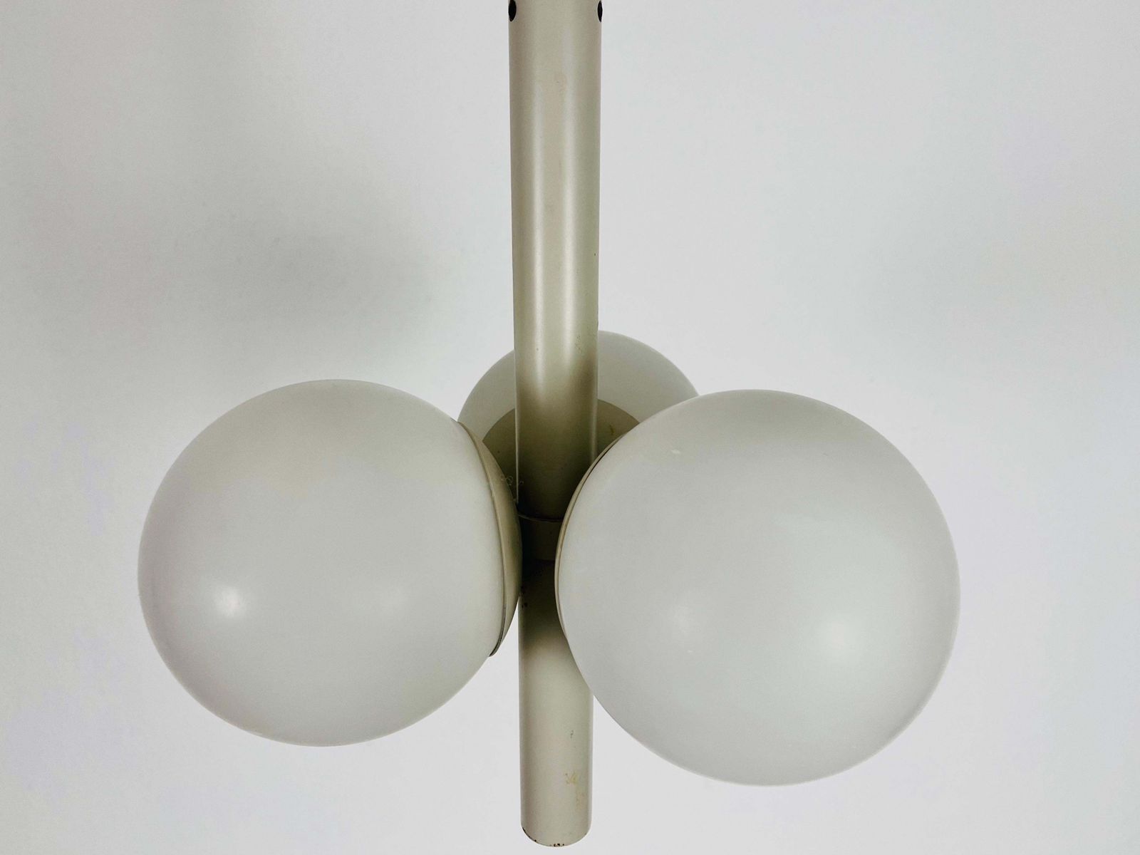 Mid Century Modern Golden White 3 Arm Space Age Chandelier, 1960s, Germany photo for sale
