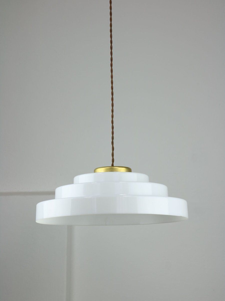 Mid Century Cascade Brass And Acrylic Glass Pendant Lamp photo vintage