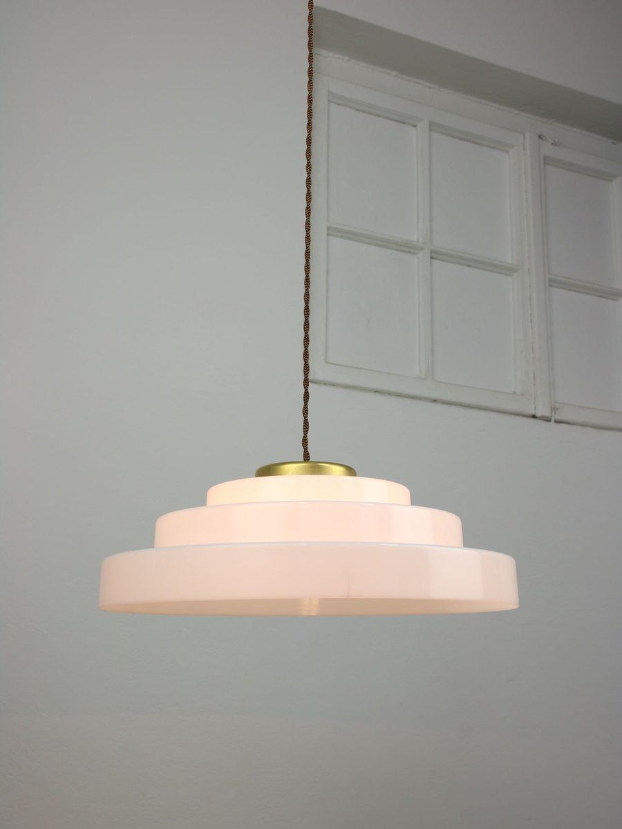 photo vinterior Mid Century Cascade Brass And Acrylic Glass Pendant Lamp