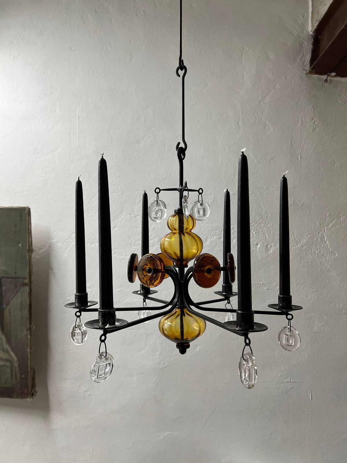 Erik Hoglund Art Glass Chandelier Candle Holder | Boda Nova | Vintage photo furniture