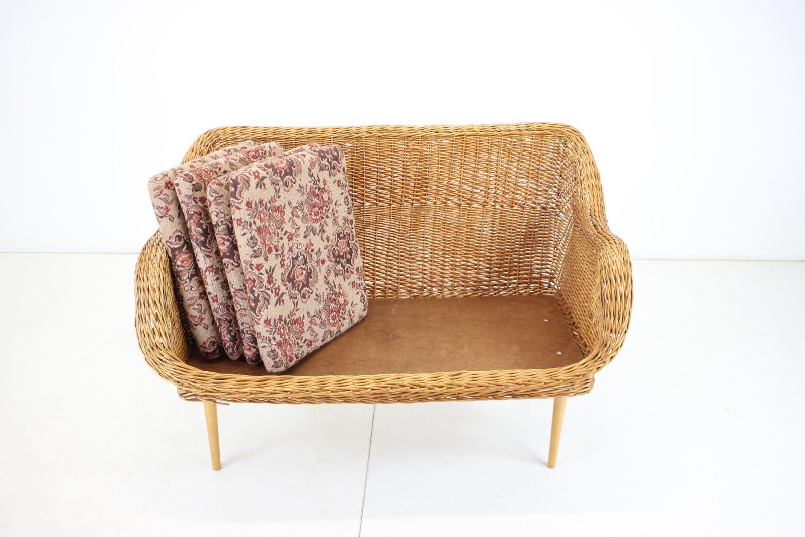 1970s Two Seater Rattan Sofa By Uluv, Czechoslovakia photo vintage