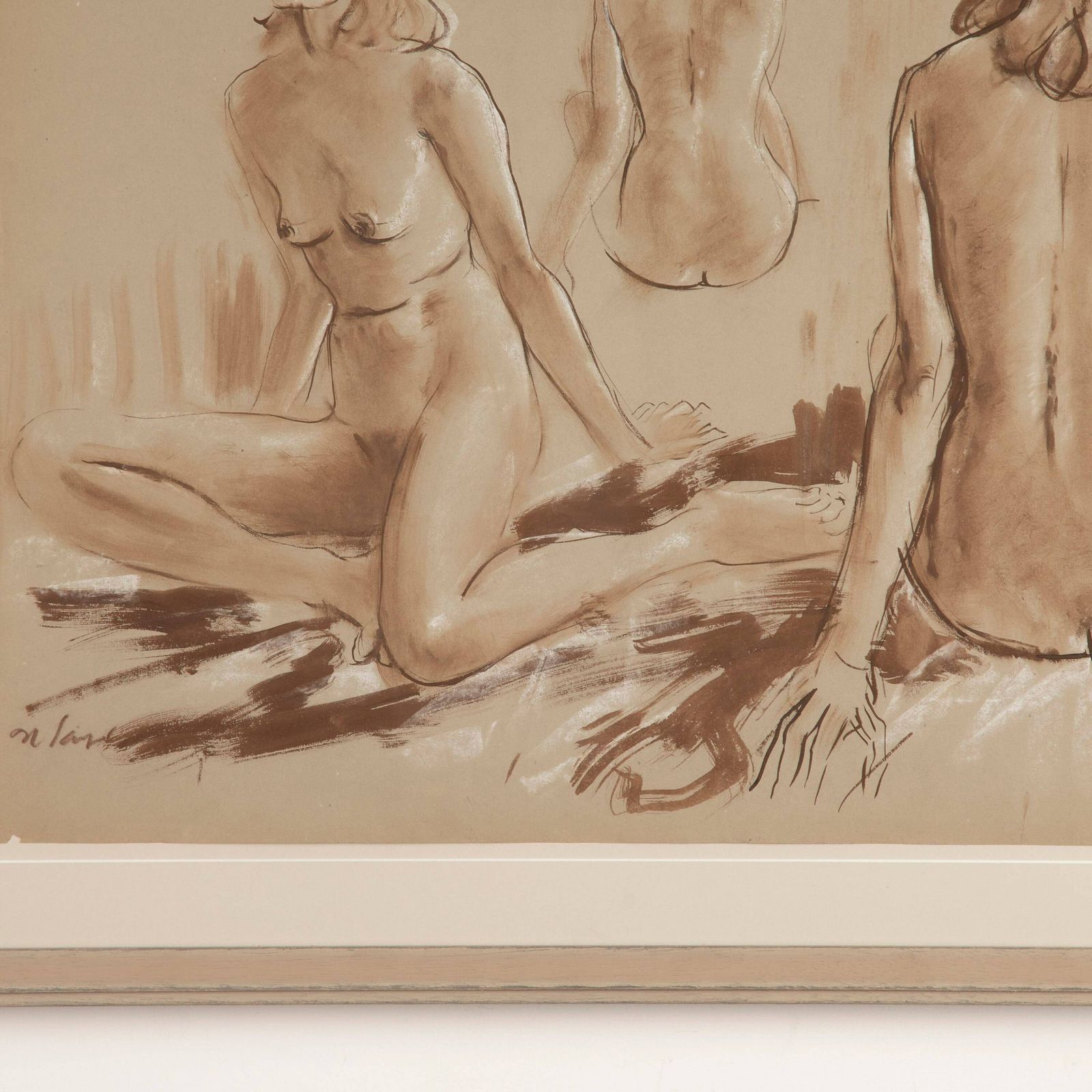 Fabulous Signed Female Nude Study By Derrick Latimer Sayer photo furniture